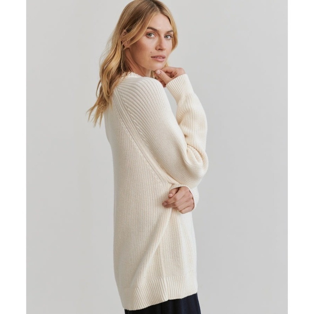 Jenni Kayne Oversized Cotton Fisherman Sweater Classic Ivory M 100% Cotton Knit - Picture 12 of 13